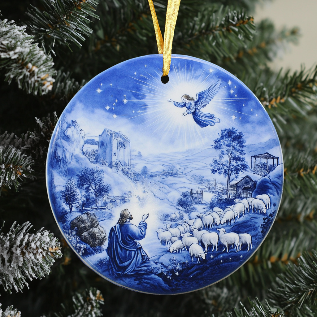 Nativity Christmas Ornament in Blue