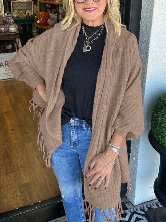 Loose Tassel Cardigan Wrap