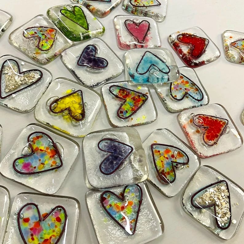 🔥Hot Sale🔥 Fused Glass Heart Shaped Keepsake