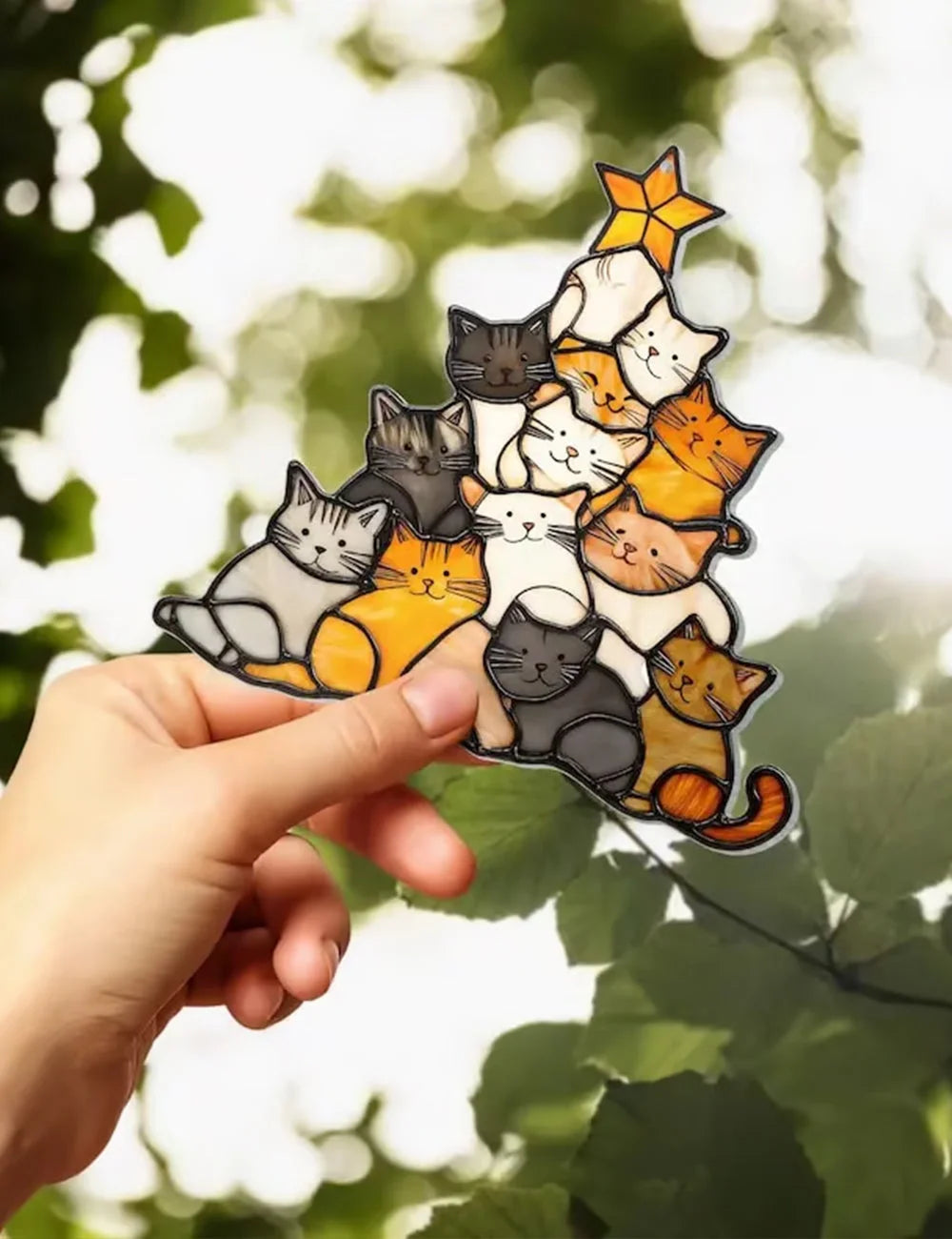 🎄Early Sale-50% OFF😻Cat Christmas Tree Suncatcher Ornament