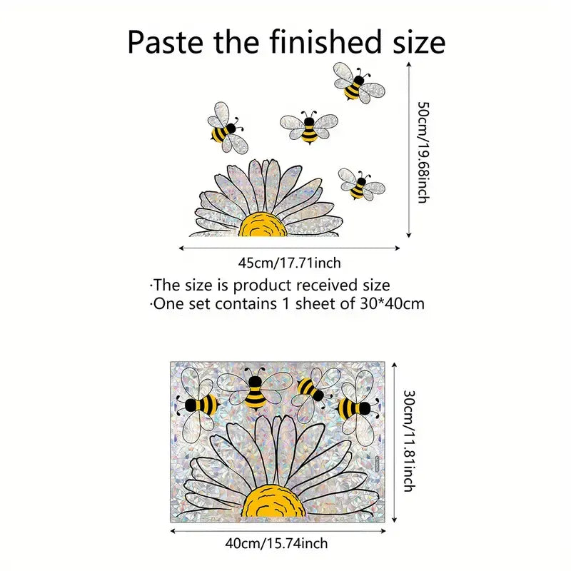 🐝🌻Adorable Bees Style Glass Sticker