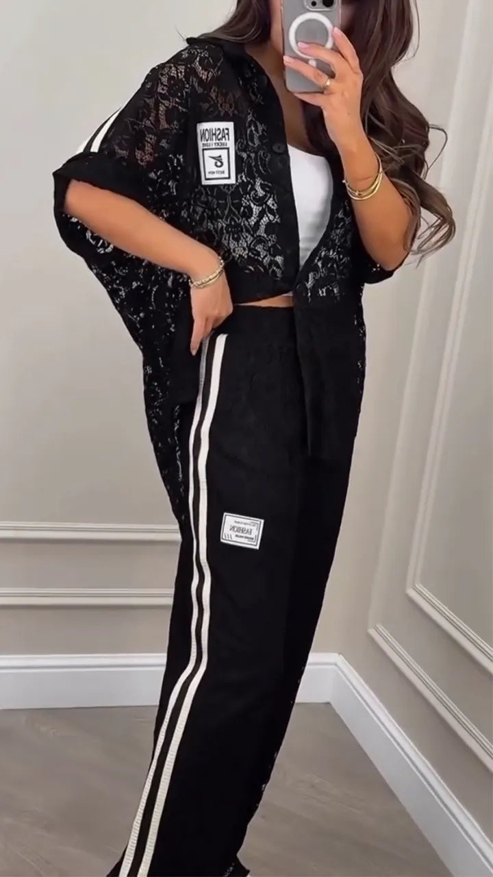 Women's Lapel Hollow Casual Suit