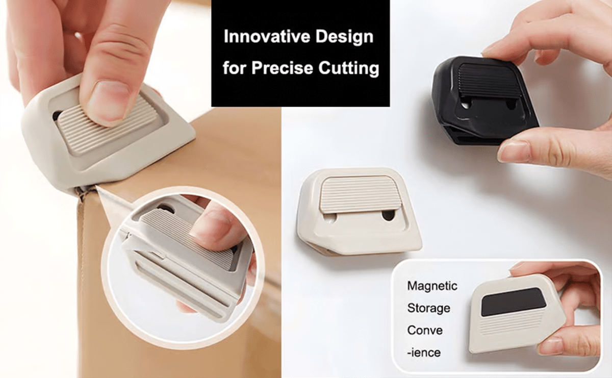 🧲 Magnetic Retractable Box Cutter - 🔒 Safety Lock Utility Knife with Built-in Magnet for Easy Storage & Quick Access