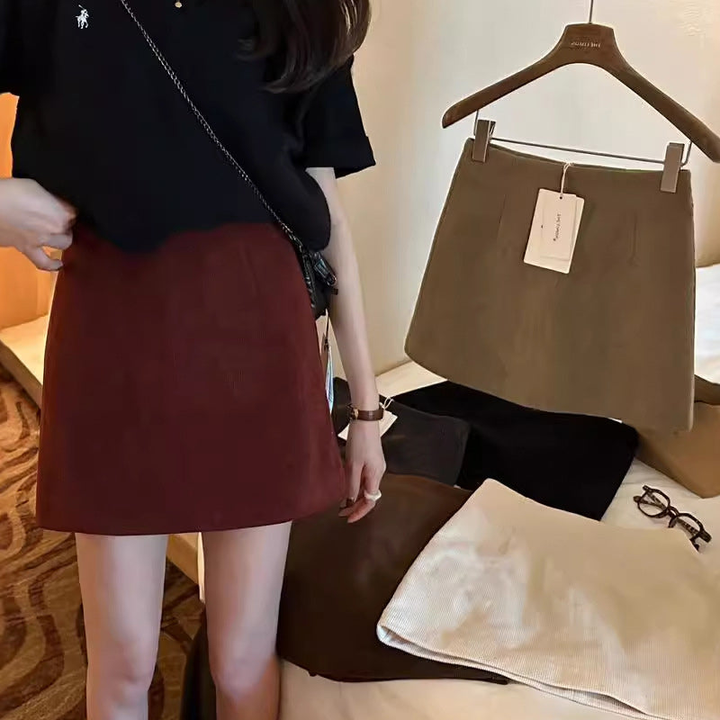 A-line Corduroy Casual Skirt