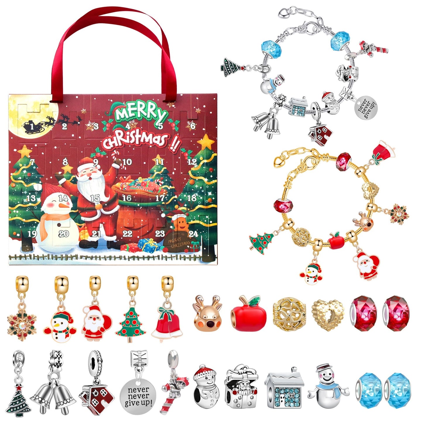 24 Pcs DIY Christmas Advent Calendar Bracelets