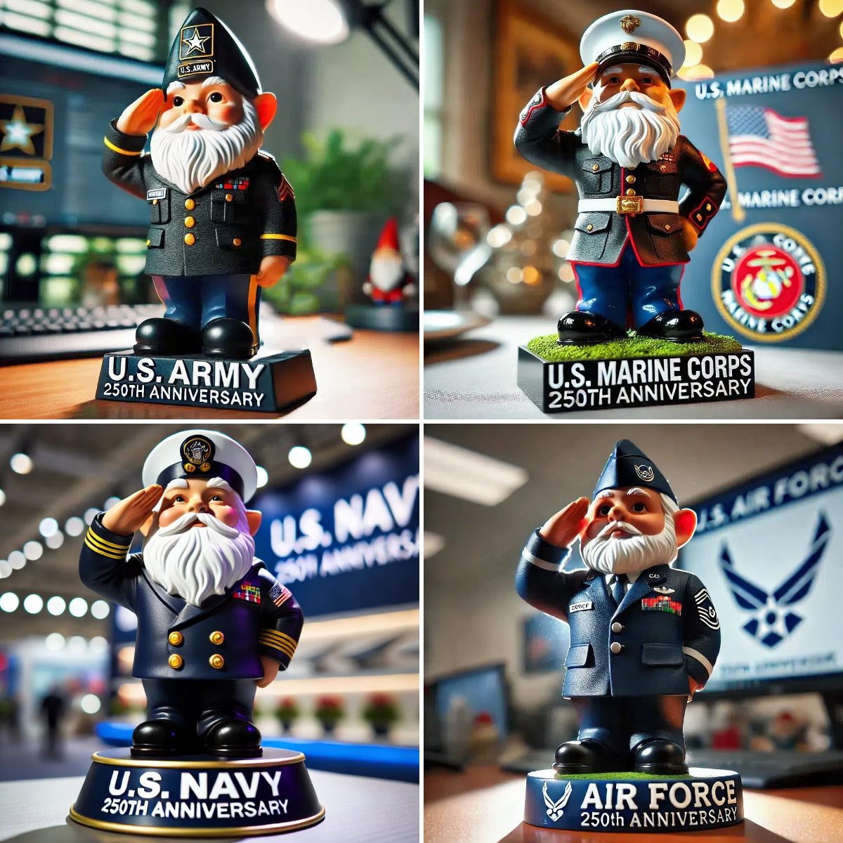 250th Anniversary U.S. Military Gnome Figurine