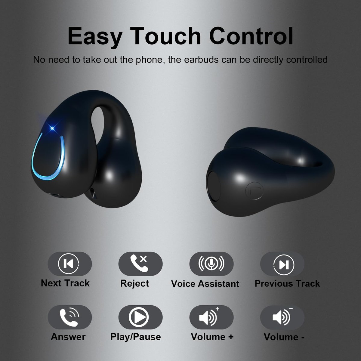 2025 New Arrival - Ear Clip Bluetooth Headphones with Touch Screen