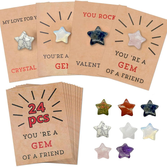24pcs Cards with Star-Shape -Valentines Day Gifts for Kids