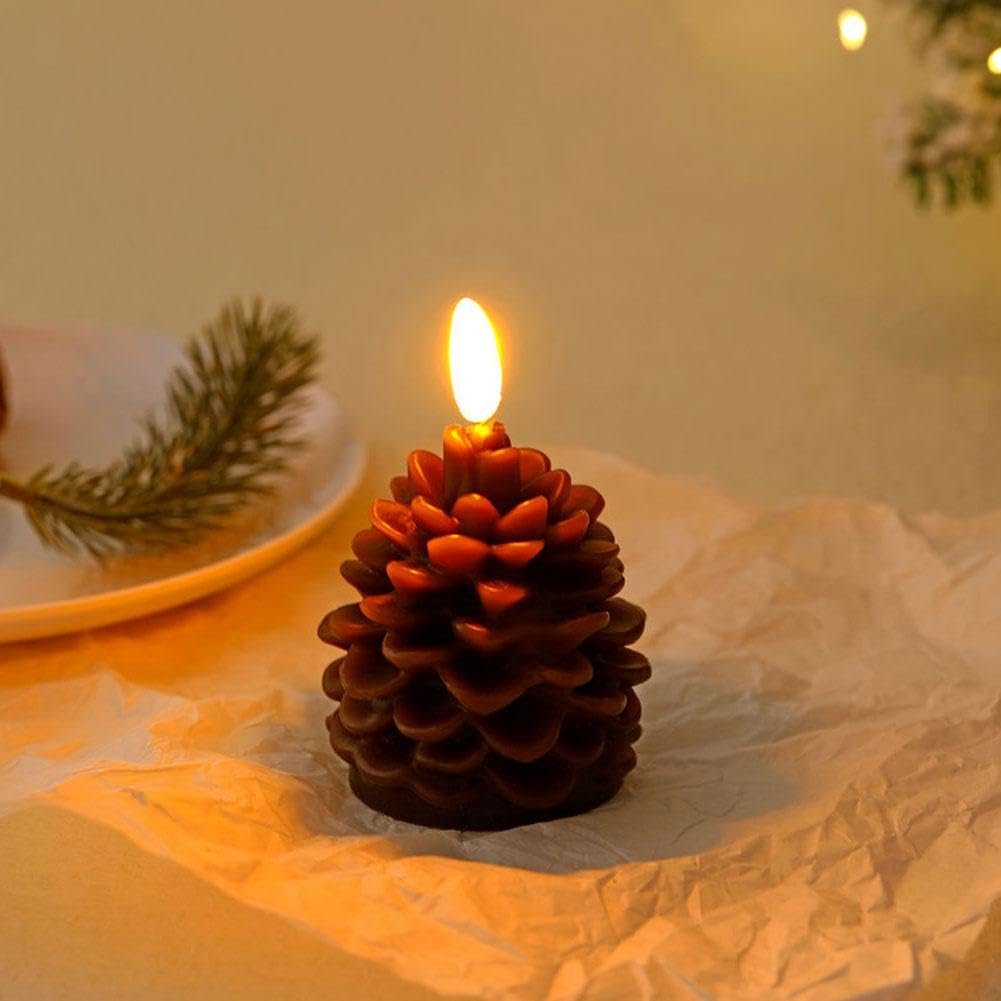 🔥Flameless Pinecone Candles Battery Operated with 6 Hour Timer