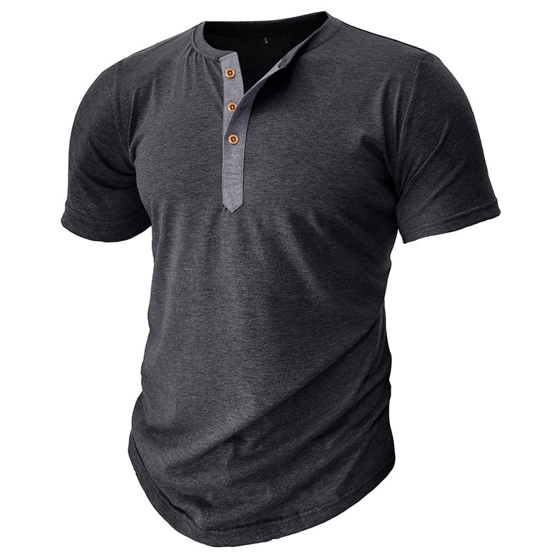 2025 Newest Men's Muscle Slim Henley Shirts with Button