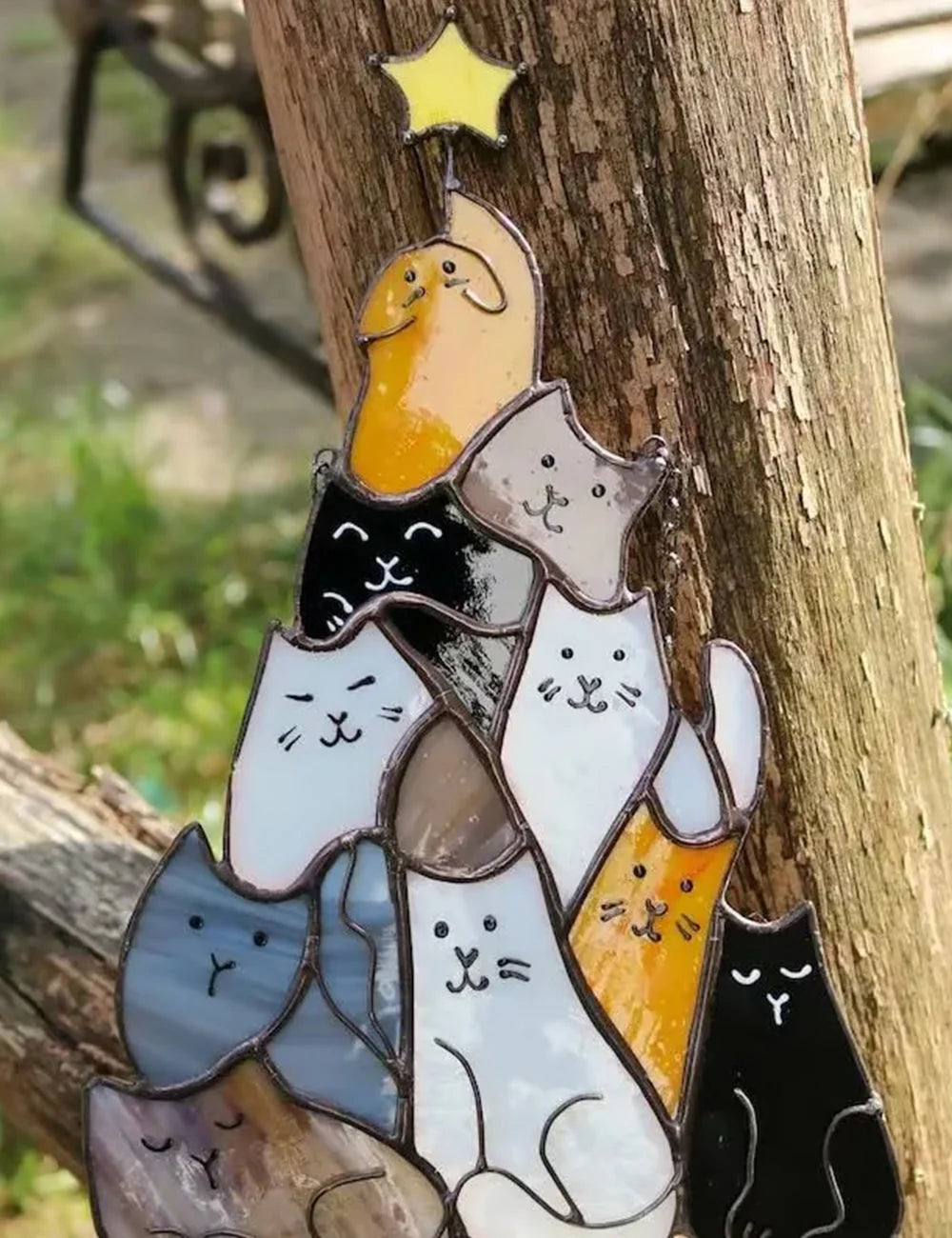 🎄Early Sale-50% OFF😻Cat Christmas Tree Suncatcher Ornament