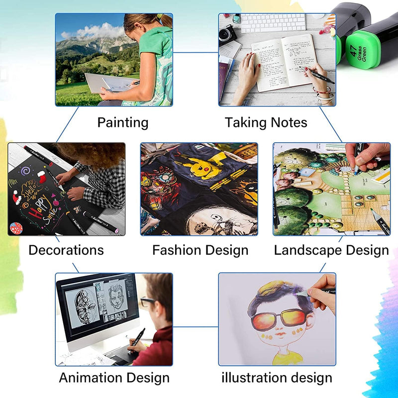 80 Colors Premium Dual Tip Markers Set with Carry Case