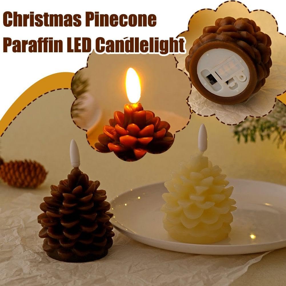 🔥Flameless Pinecone Candles Battery Operated with 6 Hour Timer
