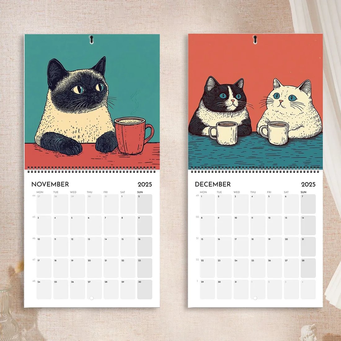 📅Year-end Promotion 49% Off🐈2025 Cat Calendar - Cats Chillin' With Coffee