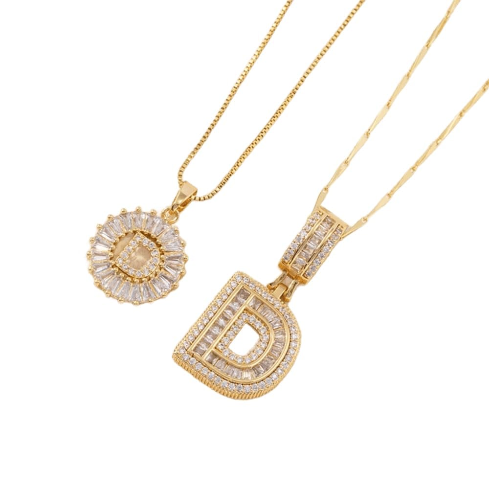 2 Pack - Initial Letter Pendant Necklaces