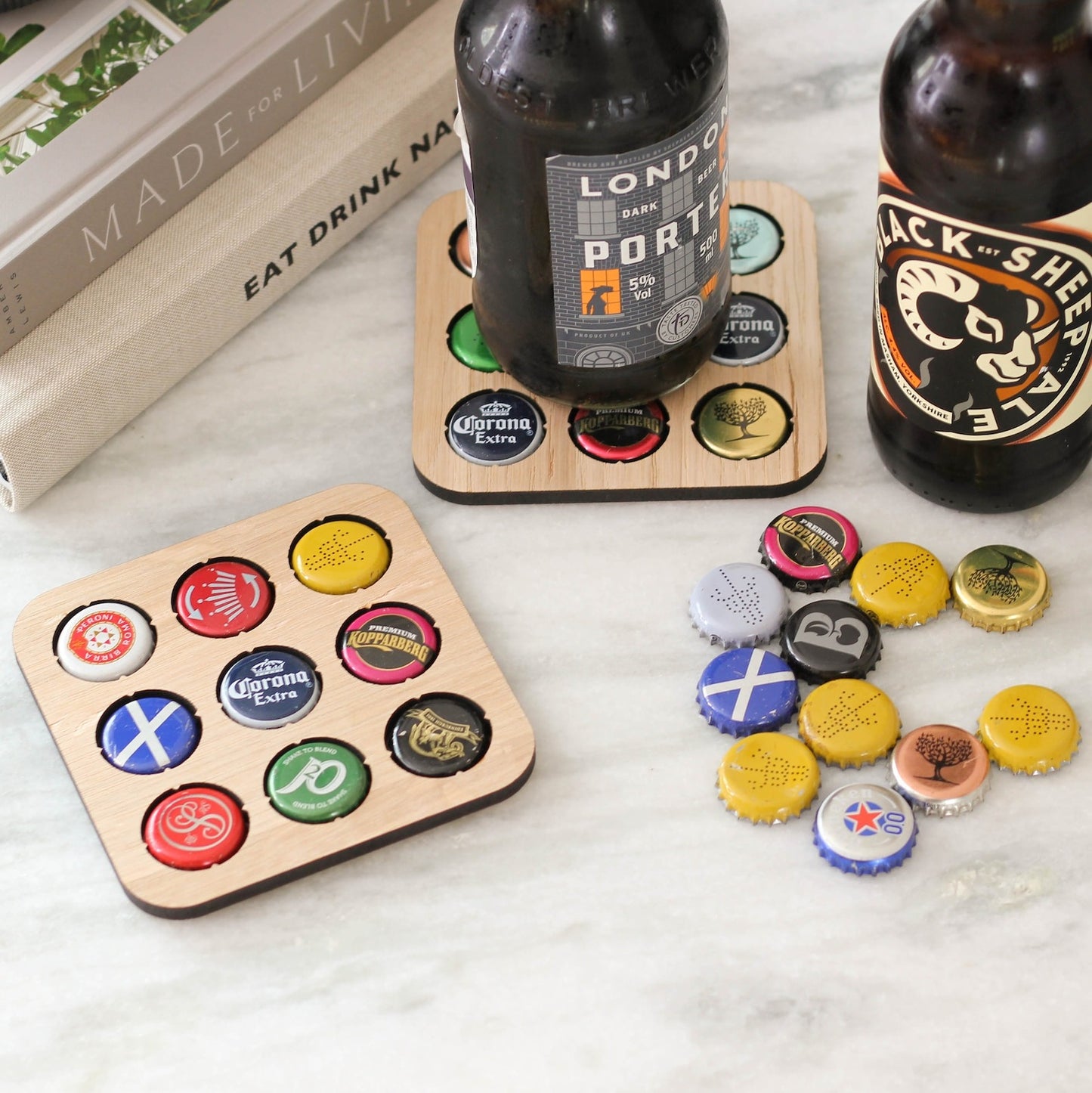 Wooden Beer Cap Collector Coaster