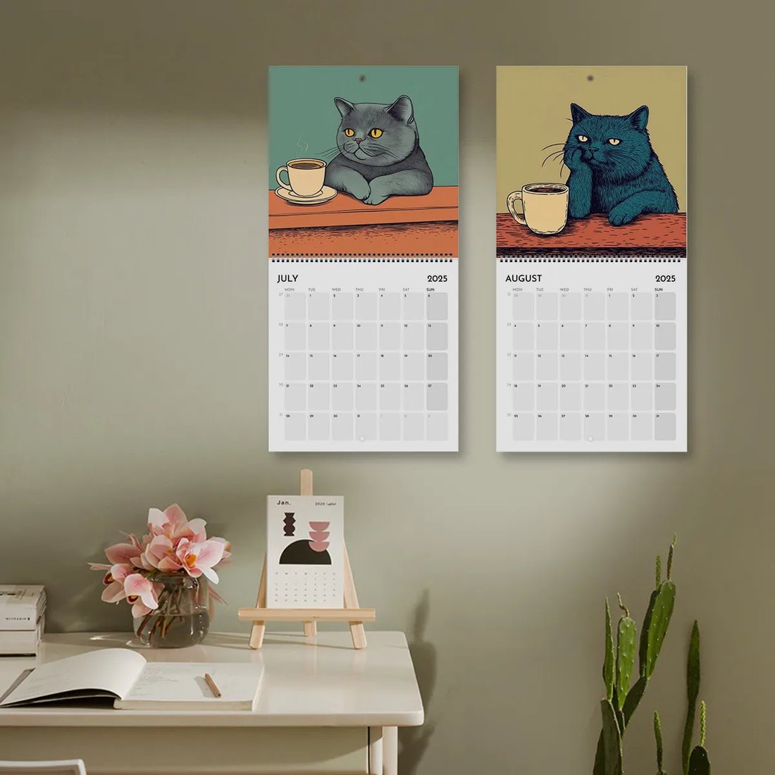 📅Year-end Promotion 49% Off🐈2025 Cat Calendar - Cats Chillin' With Coffee