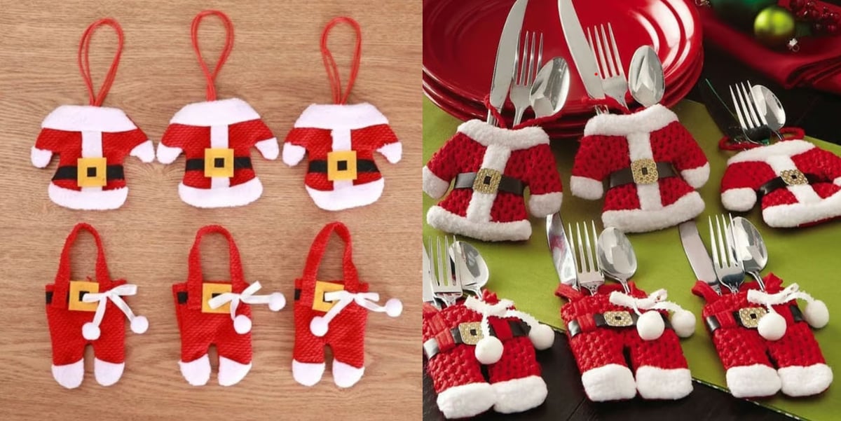 6 Pieces Christmas Silverware Holders Knife Fork Pouch Bag