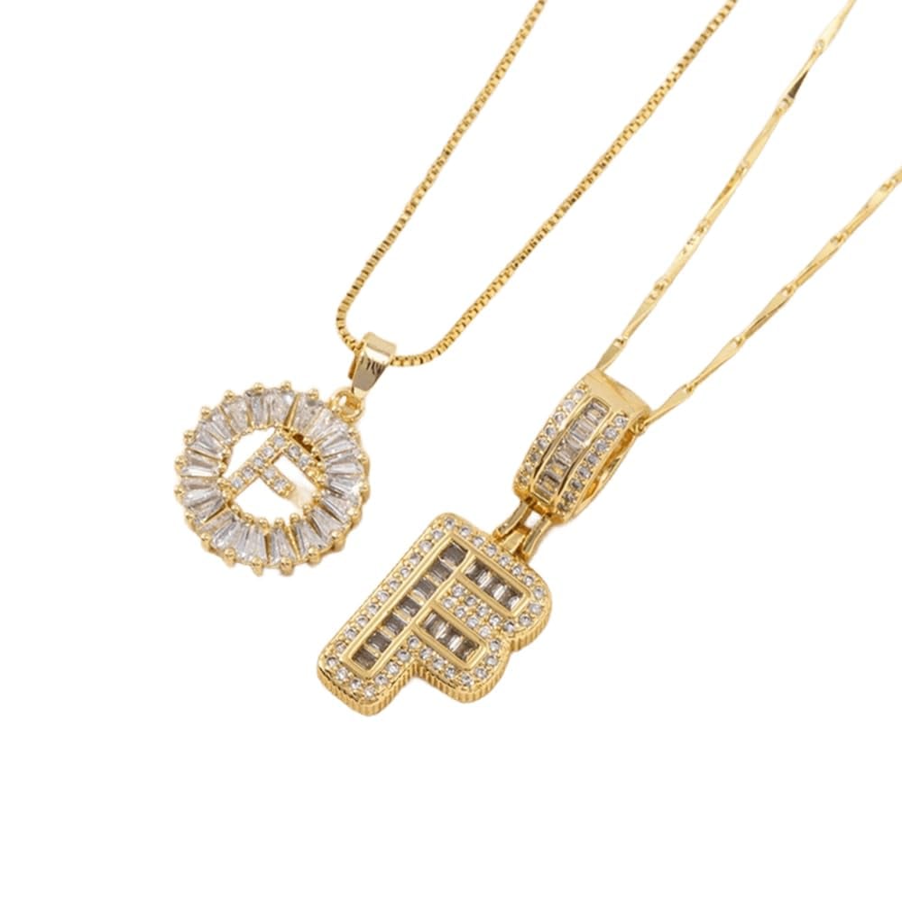 2 Pack - Initial Letter Pendant Necklaces