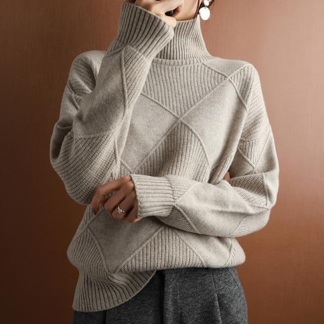 Loose Turtleneck Sweater Cardigan