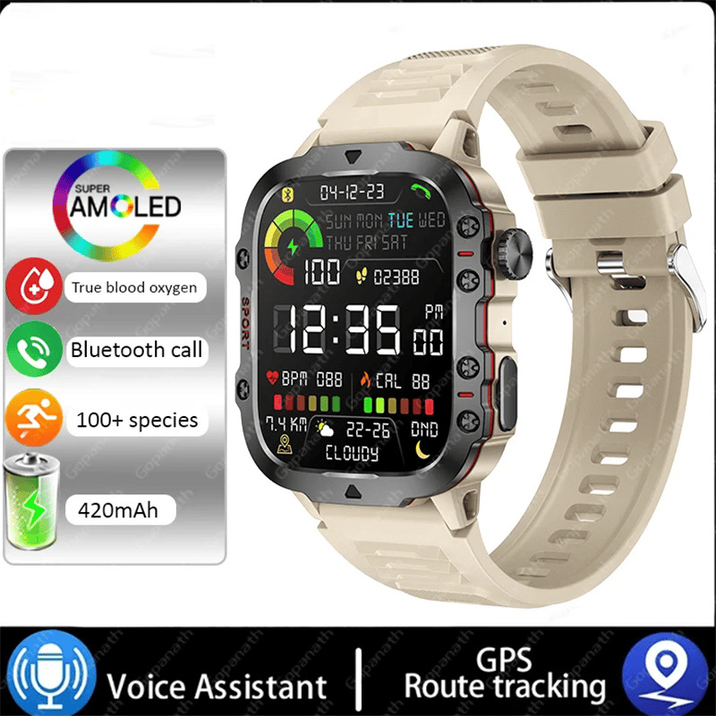 2024 Newest Men's Rugged Military Smart Watch for Android & IOS