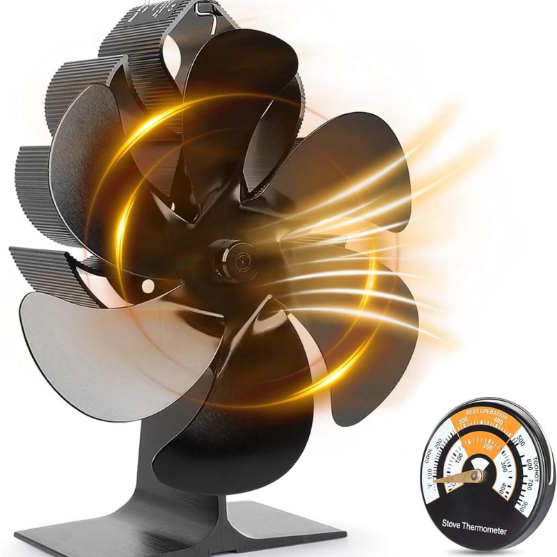 6 Blade Thermal Powered Wood Stove Fan