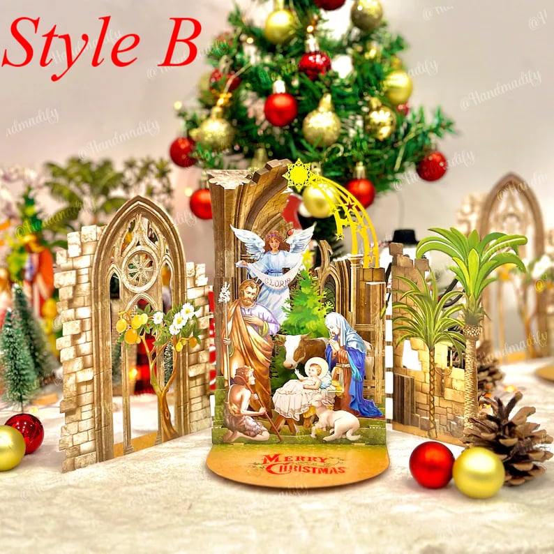 🎄🎅Early Christmas Promotion - 49% OFF🎄Handcrafted 3D Nativity Scene Christmas Scene Greeting Card