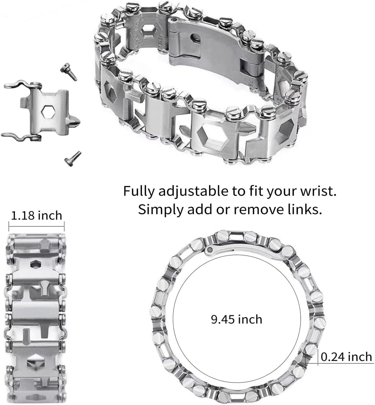 29-in-1 Stainless Steel Multitool Bracelet
