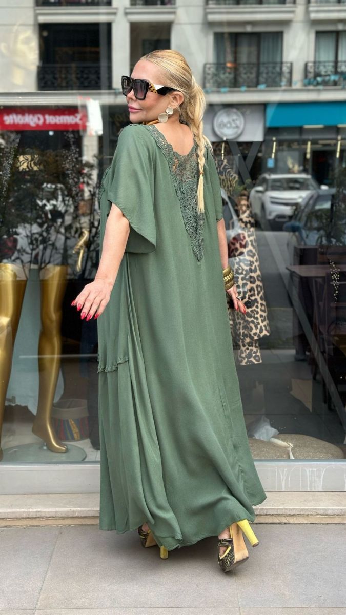 Ladies Elegant Lace Panel A-Line Long Skirt