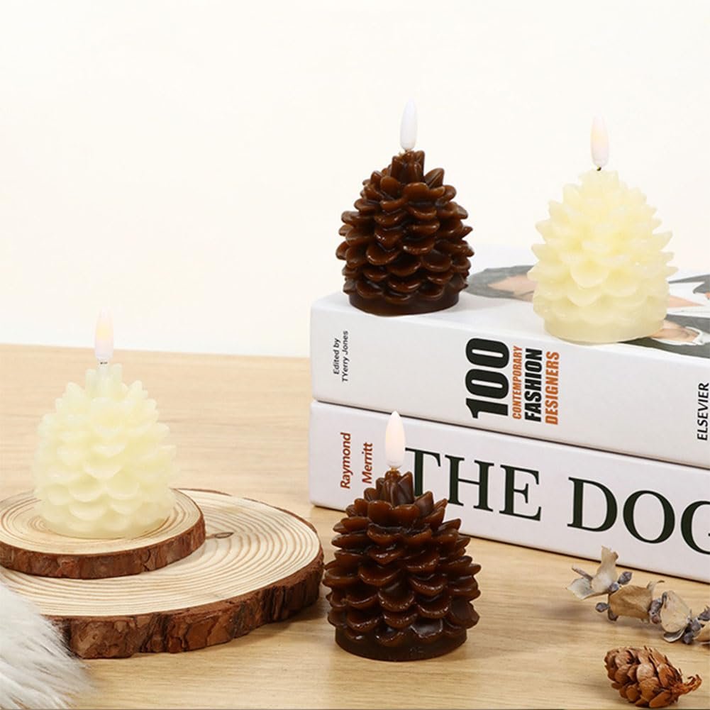 🔥Flameless Pinecone Candles Battery Operated with 6 Hour Timer