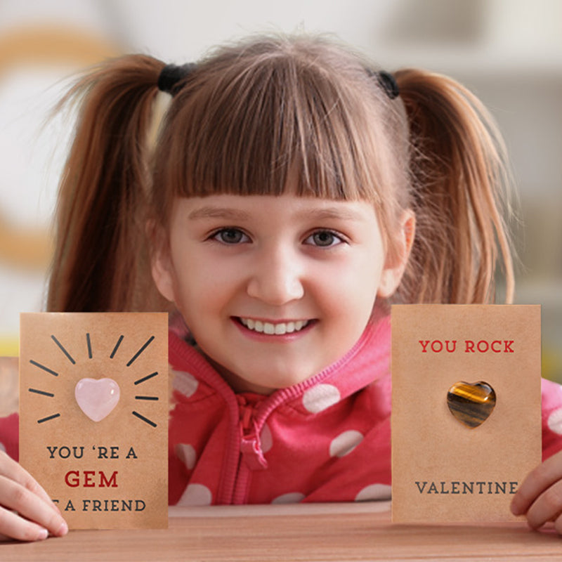 24 Pack Valentines Cards with Heart-Shape Stones