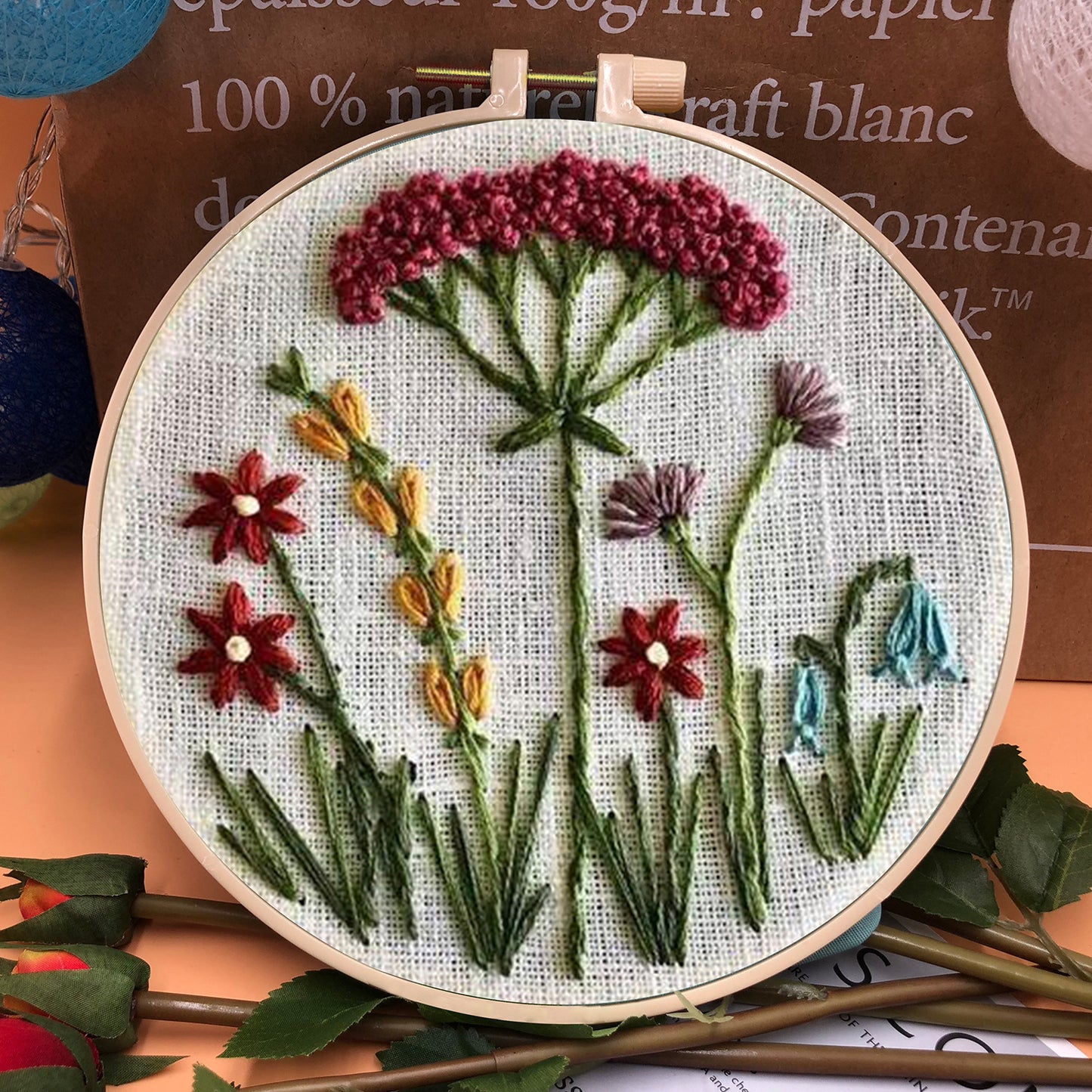 Perfect Gift - Embroidery Hoop Flower Kit for Beginner
