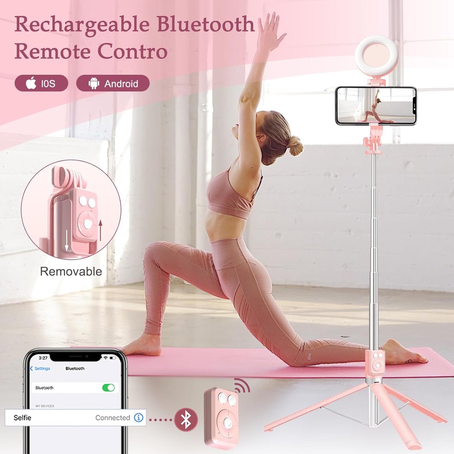 【NEW GENERATION】🤳Bluetooth Selfie Stick Tripodwith Double Fill Lights 💡💡