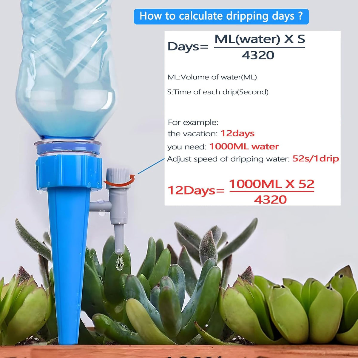 Adjustable Bottle-Top Plant Watering Spikes