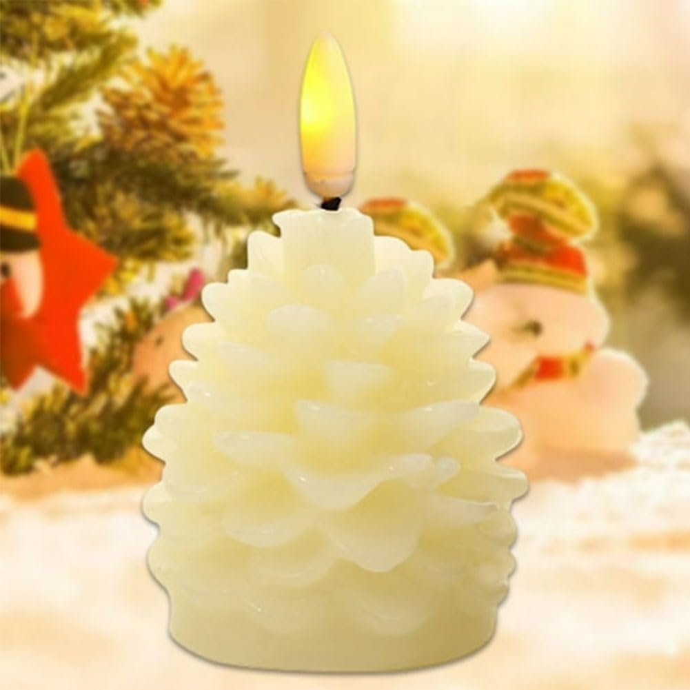 🔥Flameless Pinecone Candles Battery Operated with 6 Hour Timer