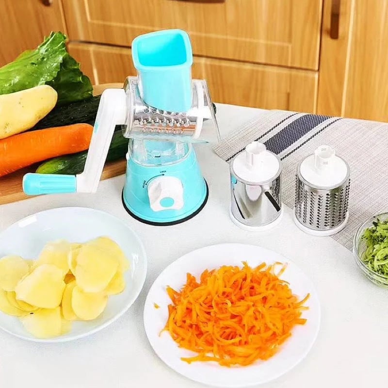 🧑🍳Kitchen Artifact --3 in 1 Rotary Cheese Grater Vegetable Slicer
