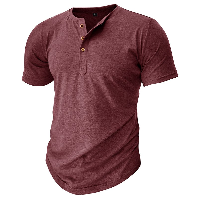 2025 Newest Men's Muscle Slim Henley Shirts with Button