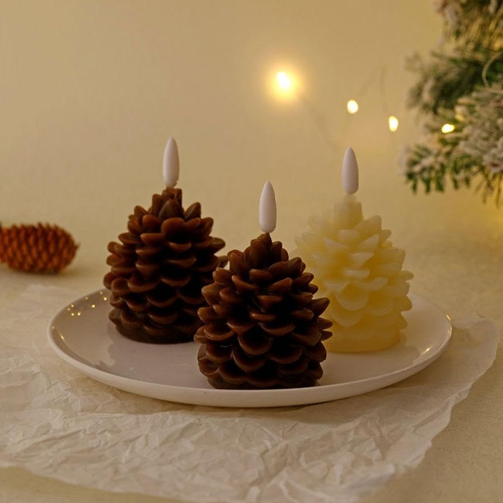 🔥Flameless Pinecone Candles Battery Operated with 6 Hour Timer