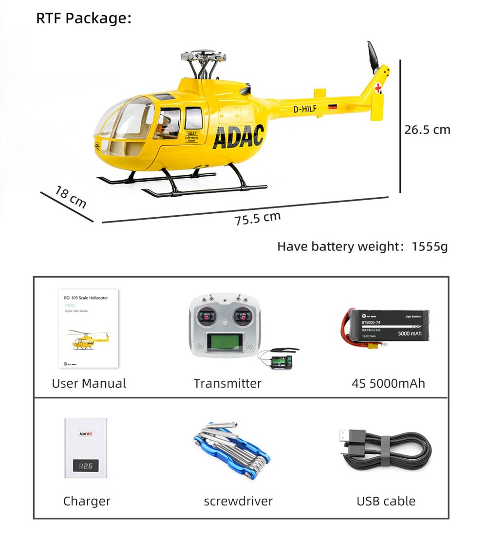 TOUCAN RC HOBBY Flywing BO105 RC Helicopter