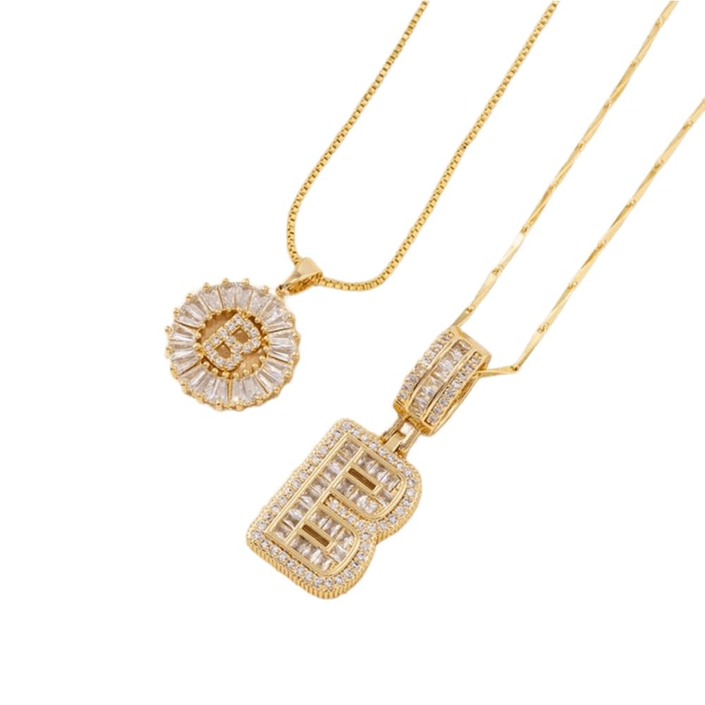 2 Pack - Initial Letter Pendant Necklaces