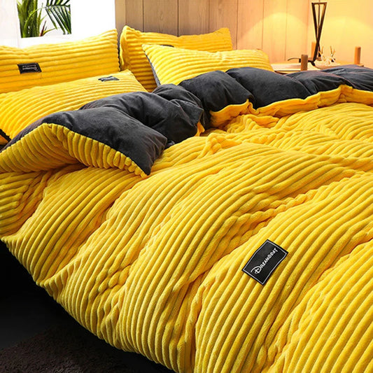 (🔥Buy More, Save More )AB Sided Thicken Corduroy Velvet Winter Bedding Set Full Queen King Size Duvet Cover(Free Shipping)
