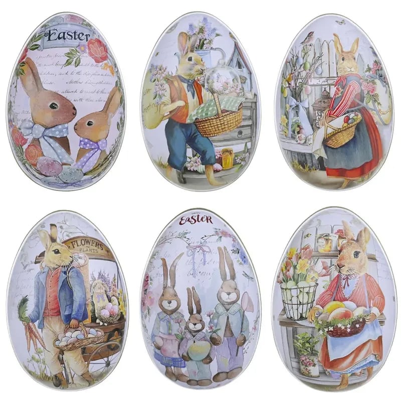 Vintage Easter Egg Tin Boxes – Set of 6