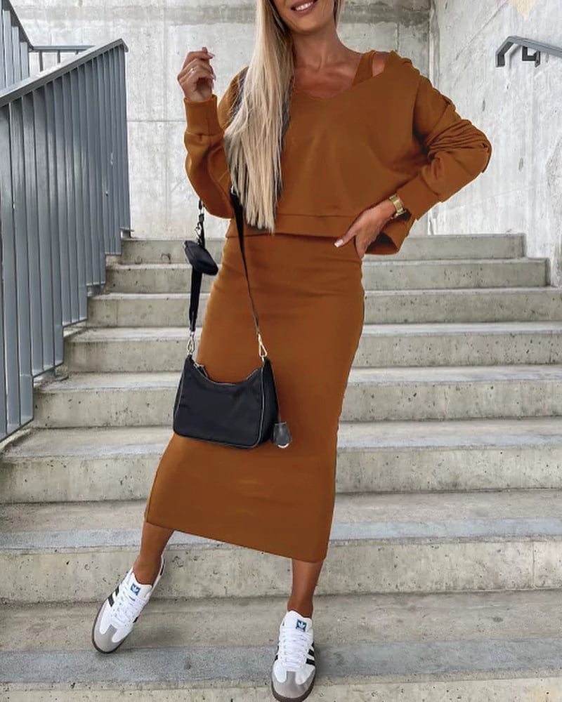 Women's Sleeveless Dress & Short Hoodie 2 Piece Set