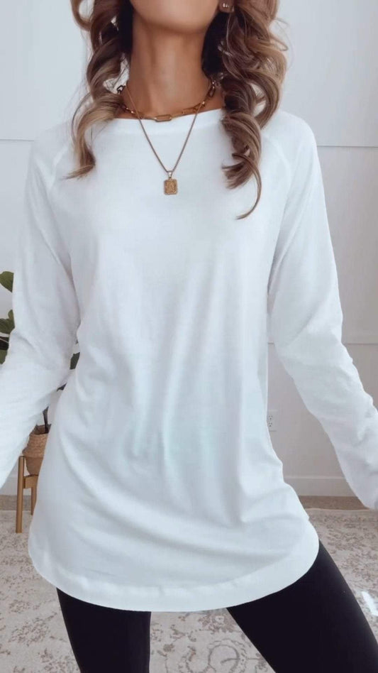 49% OFF 🔥Round Neck Casual Solid Color Top