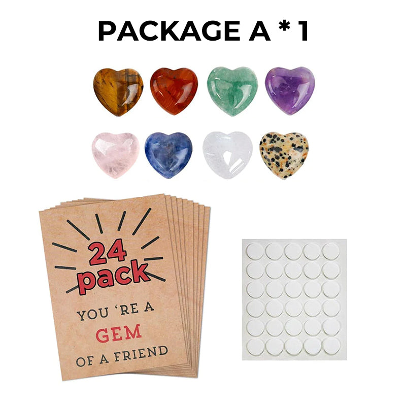 24 Pack Valentines Cards with Heart-Shape Stones