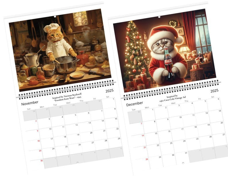 🐱Iconic Cat Art 2025 Calendar - Masterpieces Reimagined