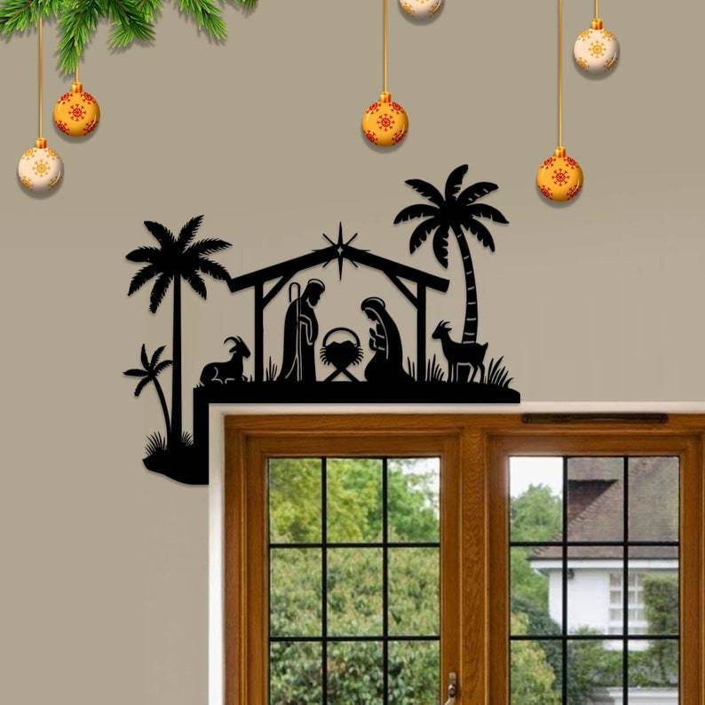 🔥🔥LAST DAY BIG SALE--Metal Nativity Scene Door Topper