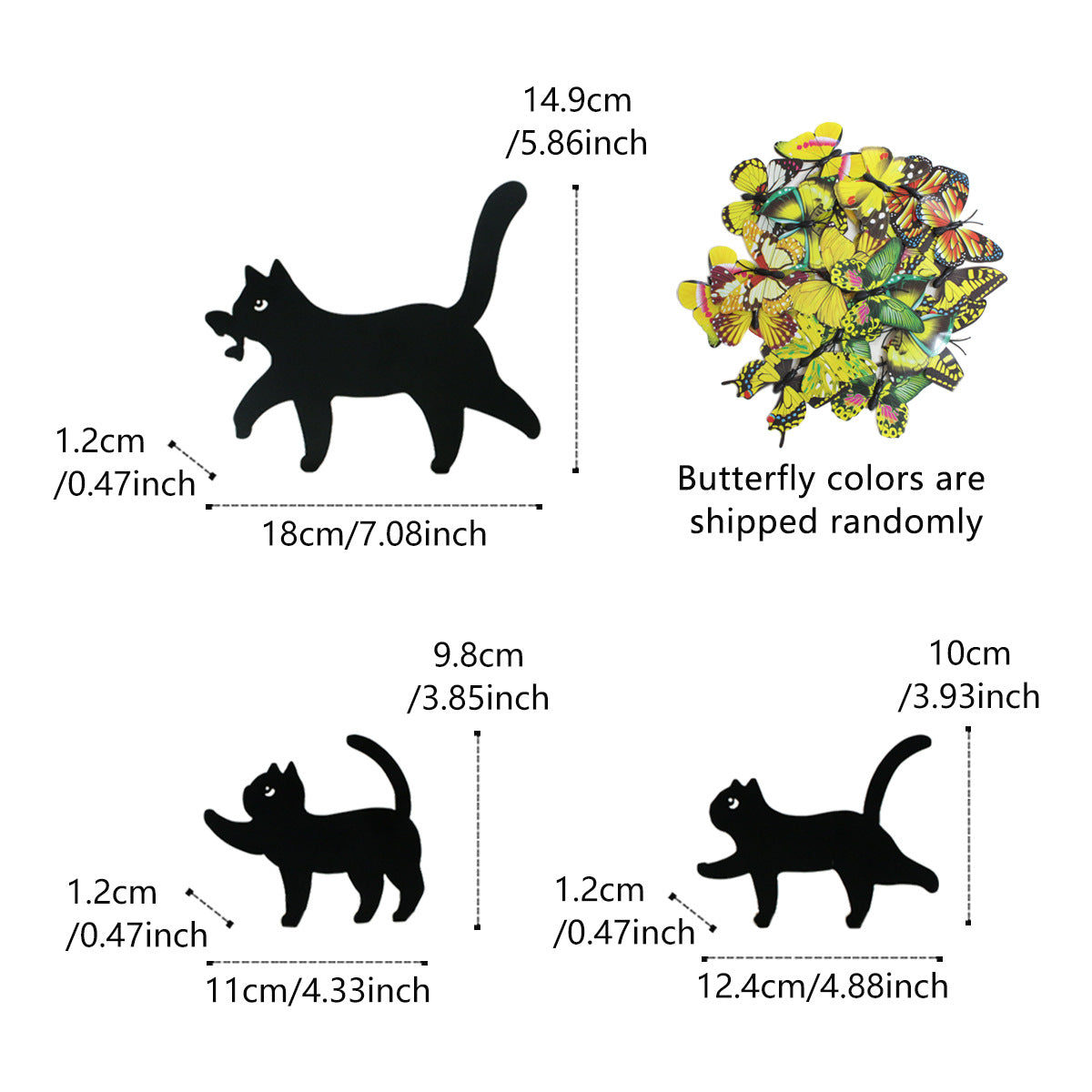 🐈⬛ Black Cat Silhouette Garden Decor (Set of 3)