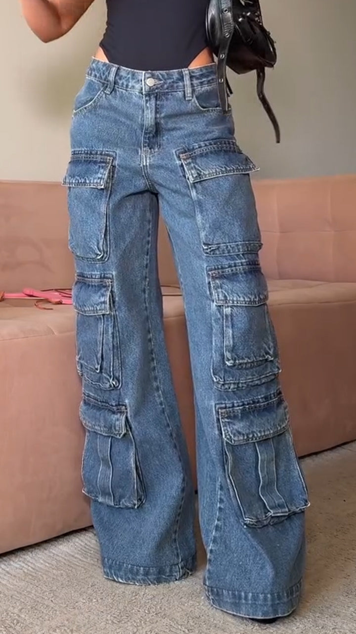 Women's Workwear Multi-dimensional Pocket Heavy-duty Casual Trousers