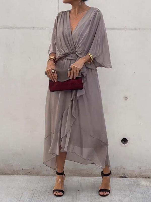 💥 - Stylish and elegant V-neck chiffon dress